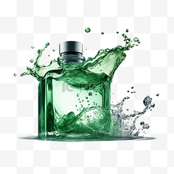 化妆品绿色透明图片_香水绿色方瓶子