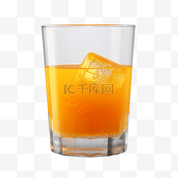 蓝色透明杯子图片_橙汁冰块维生素透明