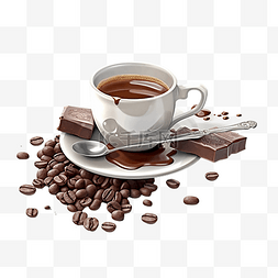 咖啡豆底咖啡杯图片_咖啡陶瓷杯子