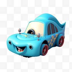 小汽车玩具图片_3d卡通车蓝色搞怪立体