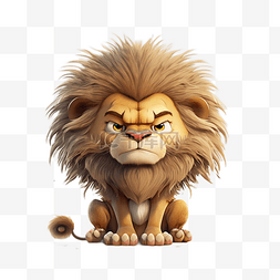 可爱的狮子头图片_狮子愤怒卡通白底透明