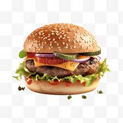 美味的汉堡包图片_汉堡快餐美味的插画