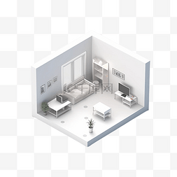 3d立体房屋建筑图片_3d房间模型白色墙面