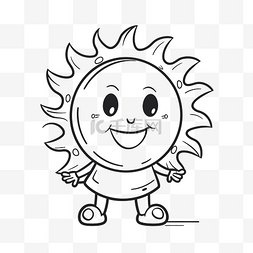 卡通太阳太阳能图片_可爱的卡通太阳着色页与儿童轮廓