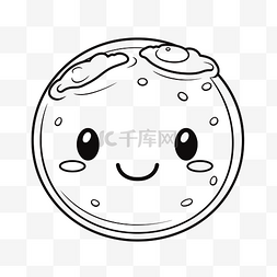 卡哇伊微笑饼干轮廓草图的插图 