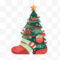 红色发光线图片_圣诞节袜子圣诞树