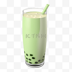 绿色卡通饮品图片_奶茶绿色茉莉