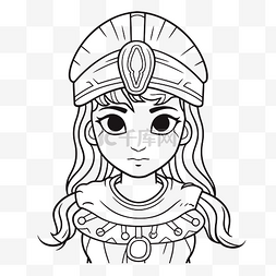 logo头型图片_埃及公主着色页轮廓素描 向量