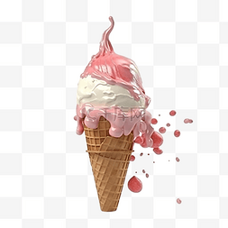 雪糕草莓图片_食物甜筒粉色