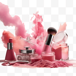 化妆工具插画图片_化妆品粉色刷子