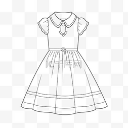 儿童衣服和裙子的图片_从网络轮廓草图中绘制的娃娃裙 
