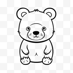 黑白线条熊图片_可爱的熊着色页轮廓素描 向量