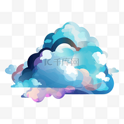 白云卡通一朵图片_云朵蓝紫渐变色图案