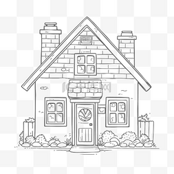 卡通房屋轮廓图片_房屋轮廓草图的免费可打印着色页