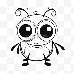 错误bug图片_黑色和白色卡通人物昆虫孤立插图