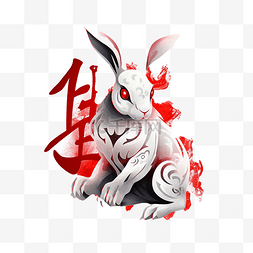 兔尾巴图片_十二生肖兔子火焰白色卡通