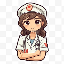 护士节护士抱臂微笑图案