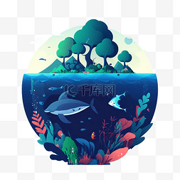 蓝色海洋日图片_蓝色海洋的鱼类和水草