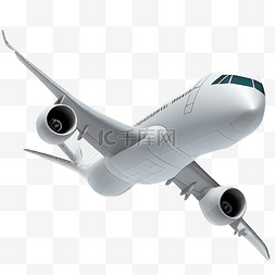 风景写实插画图片_飞机白色客机腾飞写实风格背景