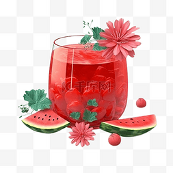 西瓜杯图片_果汁红色透明
