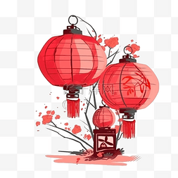 春节三个红灯笼