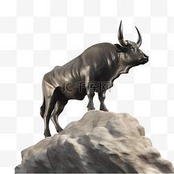 公牛站在岩石上立体3d模型