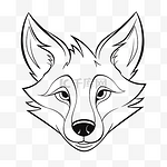 狐狸头插图与黑白着色页轮廓素描 向量