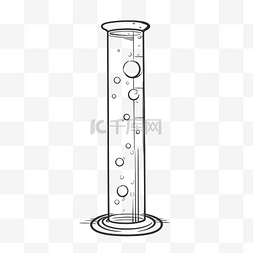 圆柱形白色图片_带有气泡轮廓草图的圆柱形试管的