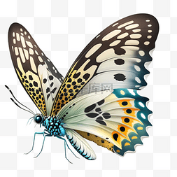 蓝色花蝴蝶素材图片_斑点花蝴蝶彩色蝴蝶标本