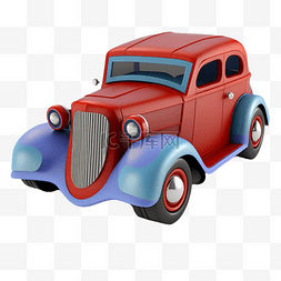 红色立体小汽车图片_3d红色蓝色卡通车立体