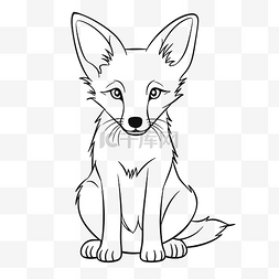 白狐狸耳朵图片_白色背景轮廓草图上的狐狸着色页