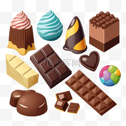 奶油甜品图片_巧克力品种多样图案