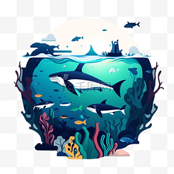 鲸鱼海洋日插画