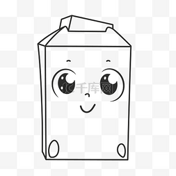 线条牛奶盒图片_卡通纸盒装牛奶与可爱的眼睛轮廓
