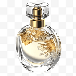 水彩瓶图片_香水液体香味金色