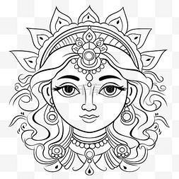 普普线条图片_一幅印度教女女神头像，脸上饰有