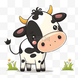 可爱奶牛插画图片_奶牛卡通插画