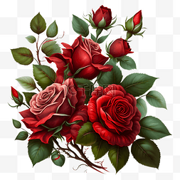 两朵红玫瑰图片_玫瑰花红色插画
