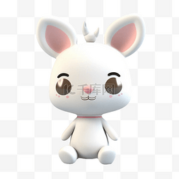 耳朵模型图片_3d玩偶白色可爱动物兔子立体