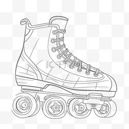 溜冰鞋png图片_轮滑着色页矢量插图打印或下载轮