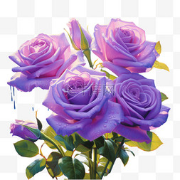 素材紫色花朵元素立体免抠图案