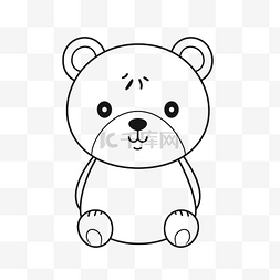 可爱的小熊用大眼睛轮廓素描画 