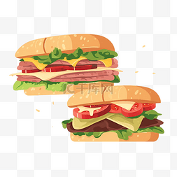 食物美食汉堡插画