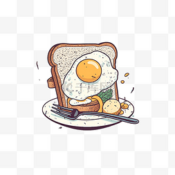 卡通鸡蛋面包图片_食物美食卡通