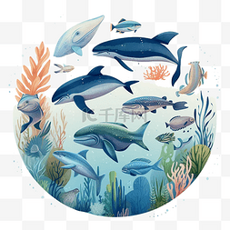 蓝色水鱼图片_海洋日环保环境