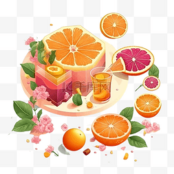 橙子西柚图片_果汁橙子叶子