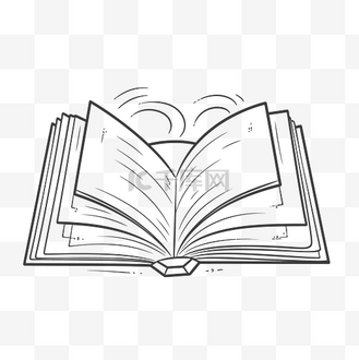 一本打开的书,上面画了轮廓草图 向量