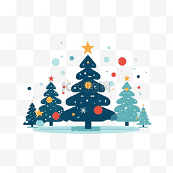冬天卡通下雪图片_圣诞节雪地里的圣诞树