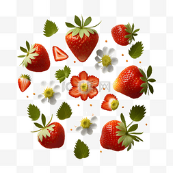 新鲜水果零食图片_草莓水果可爱插画