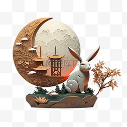 卡通兔子图片_中秋节皎洁月光